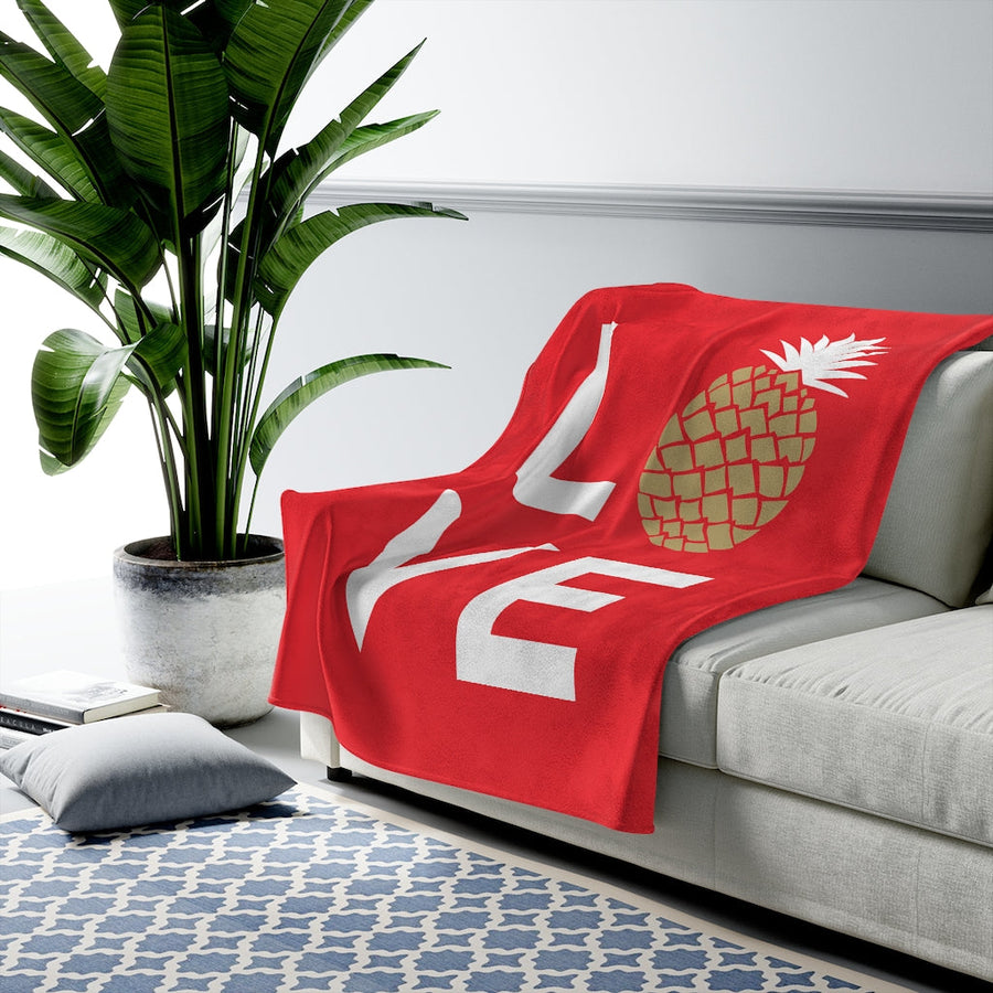 Pineapple Love Plush Blanket (Holiday Red) - Happy Pineapple Co.