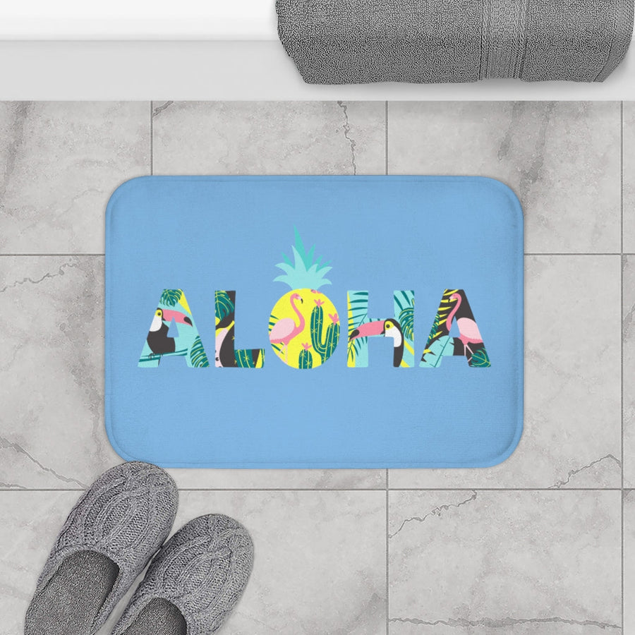 Aloha Pineapple Bath Mat (Sky Blue) - Happy Pineapple Co.