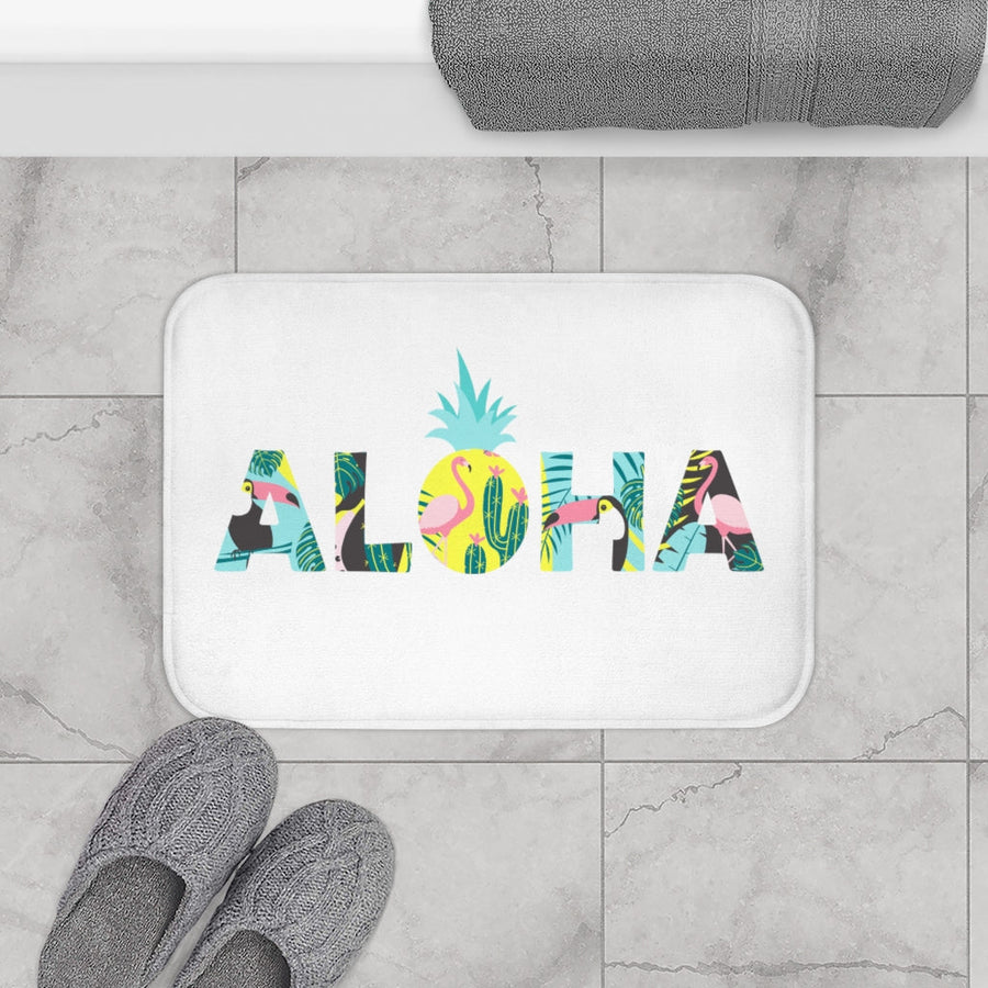 Aloha Pineapple Bath Mat (White) - Happy Pineapple Co.