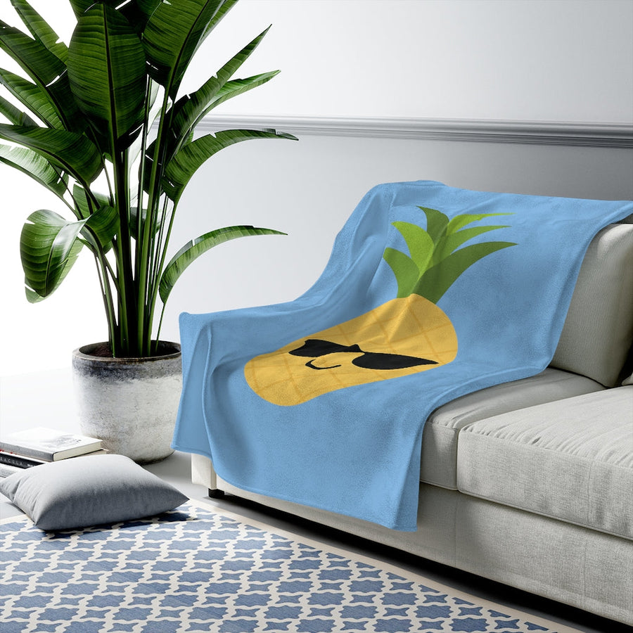 Happy Pineapple Plush Blanket (Sky Blue) - Happy Pineapple Co.