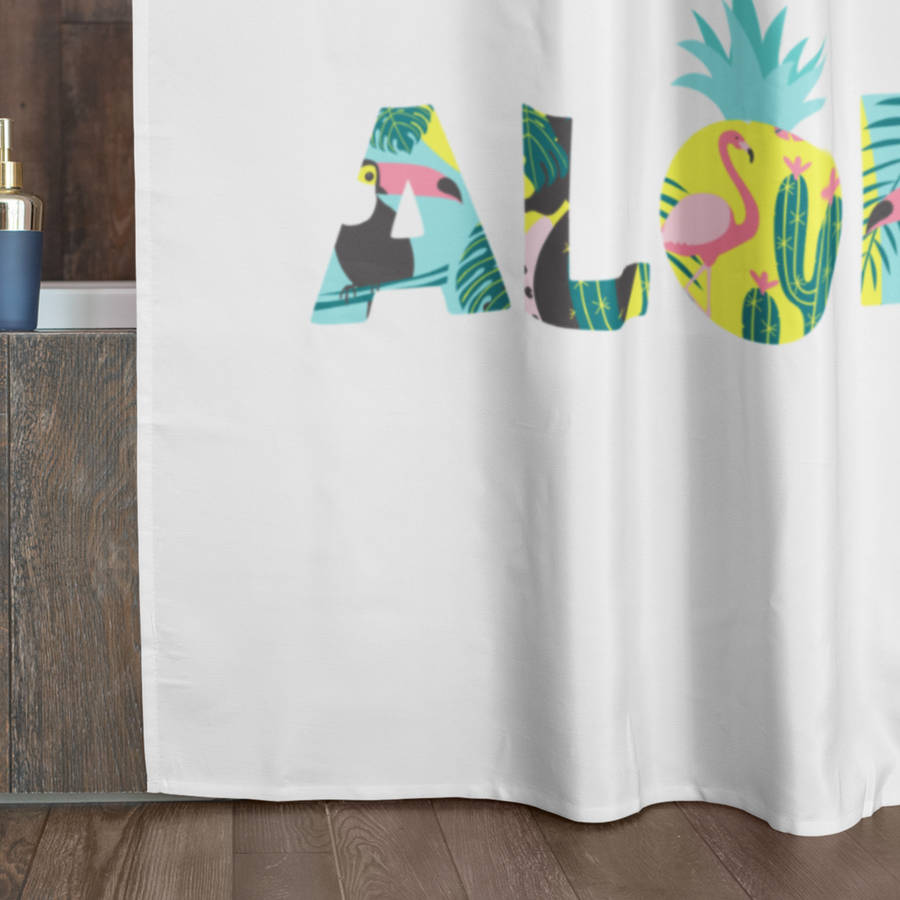 Aloha Pineapple Shower Curtains (White) - Happy Pineapple Co.