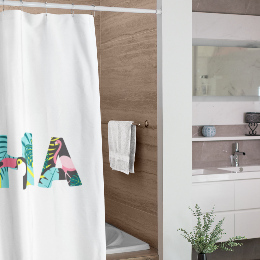 Aloha Pineapple Shower Curtains (White) - Happy Pineapple Co.