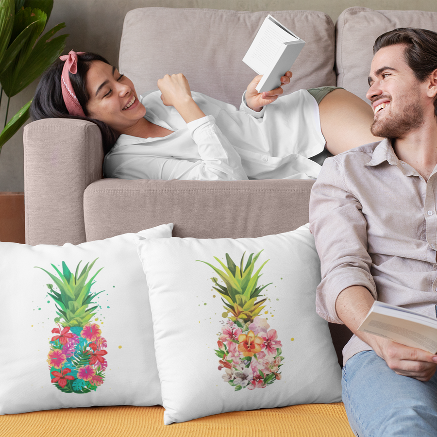 Pineapple Floral Pillow - Happy Pineapple Co.