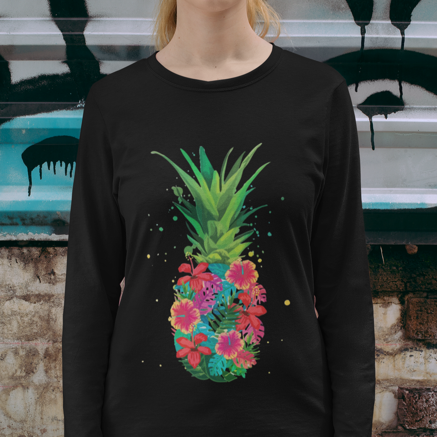 Pineapple Floral Women's Long Sleeve - Happy Pineapple Co.