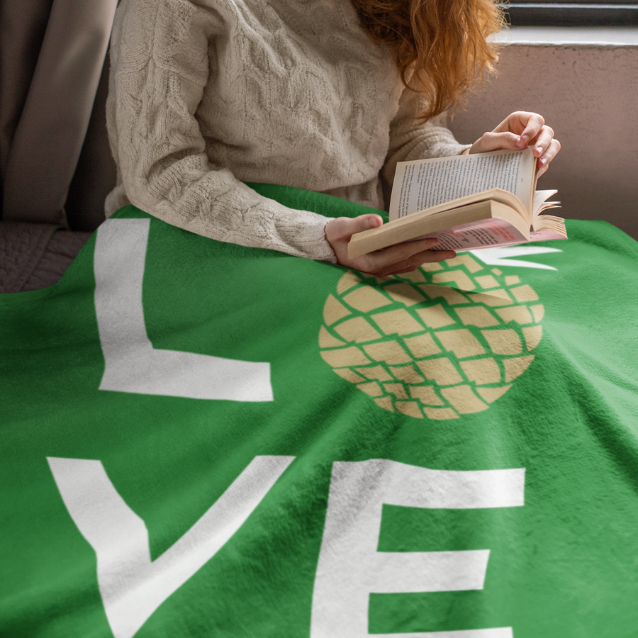 Pineapple Love Plush Blanket (Island Green) - Happy Pineapple Co.