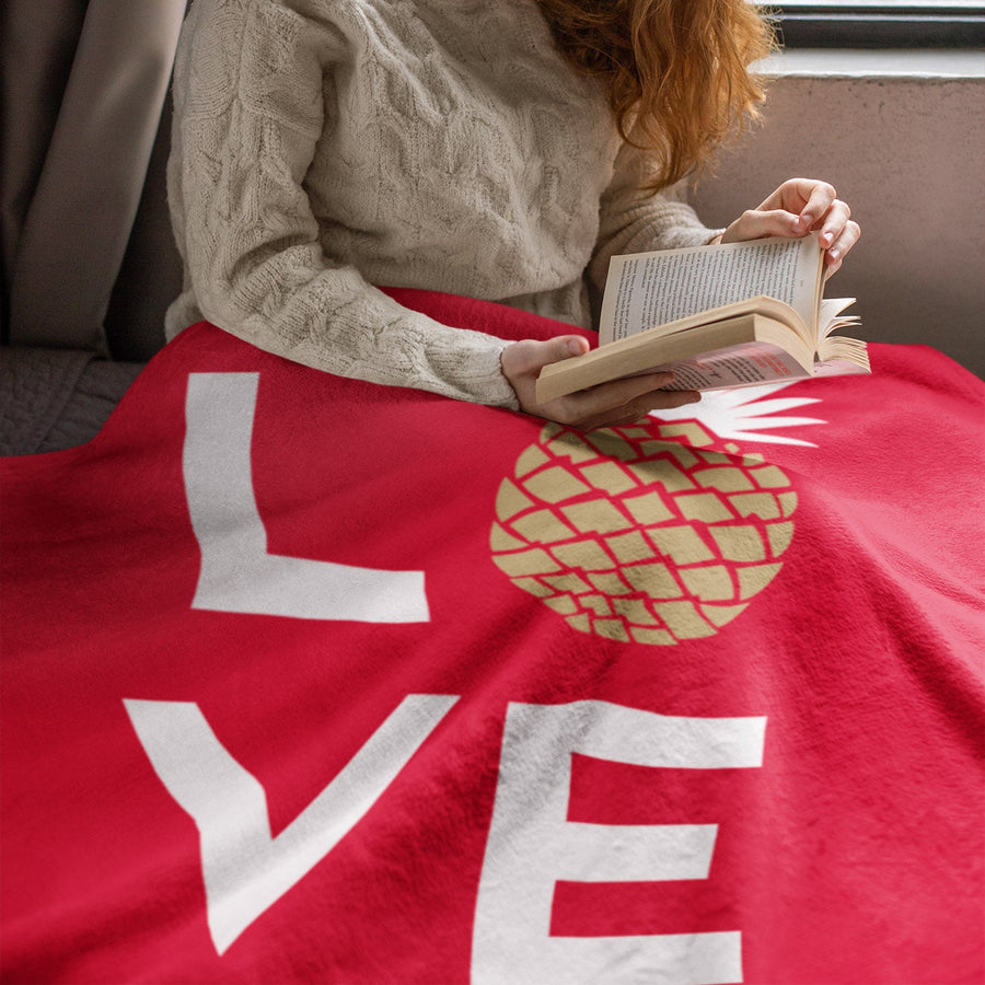 Pineapple Love Plush Blanket (Holiday Red) - Happy Pineapple Co.