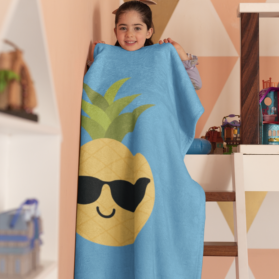 Happy Pineapple Plush Blanket (Sky Blue) - Happy Pineapple Co.