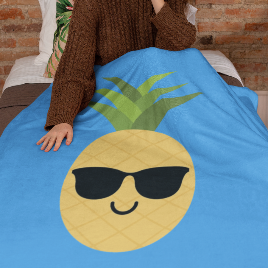 Happy Pineapple Plush Blanket (Sky Blue) - Happy Pineapple Co.