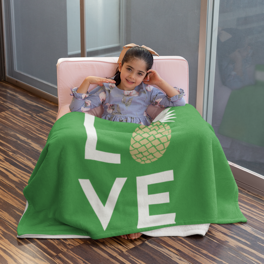 Pineapple Love Plush Blanket (Island Green) - Happy Pineapple Co.