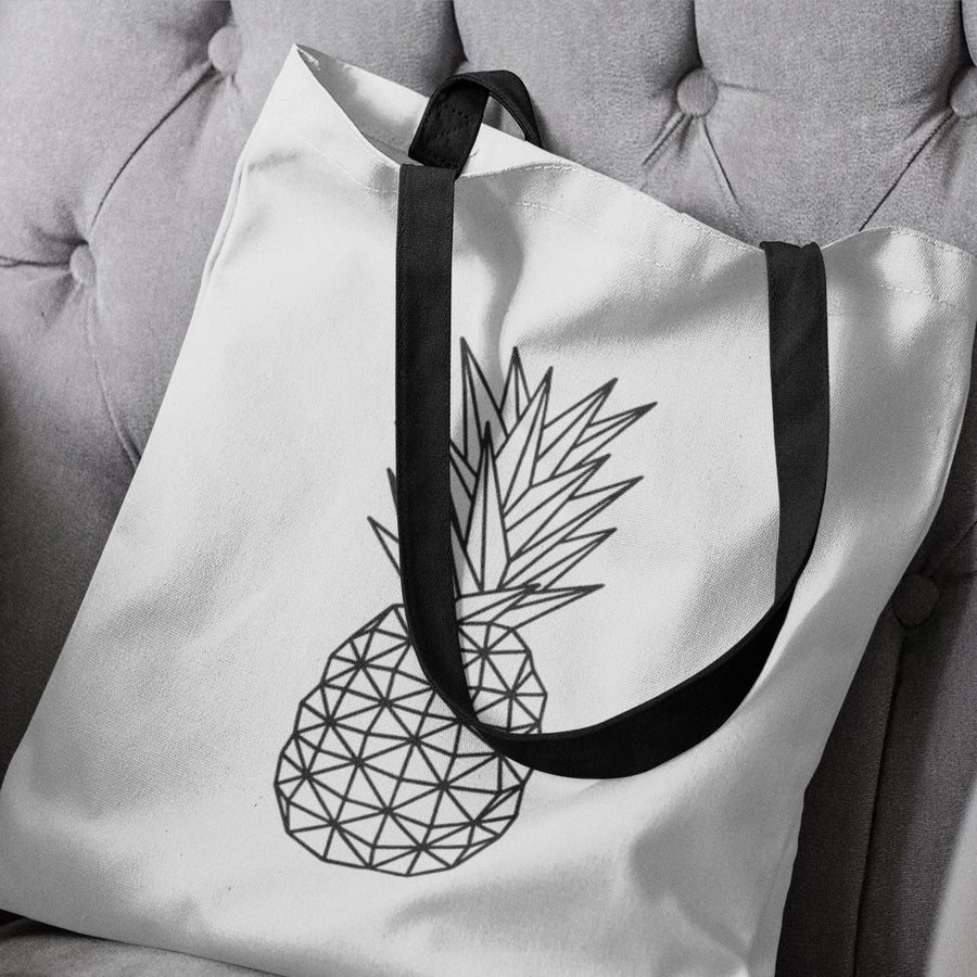 Geometric Pineapple Tote Bag (White) - Happy Pineapple Co.