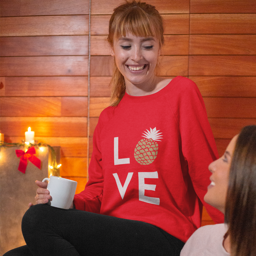 Pineapple Love Crewneck Sweater (Holiday Red) - Happy Pineapple Co.