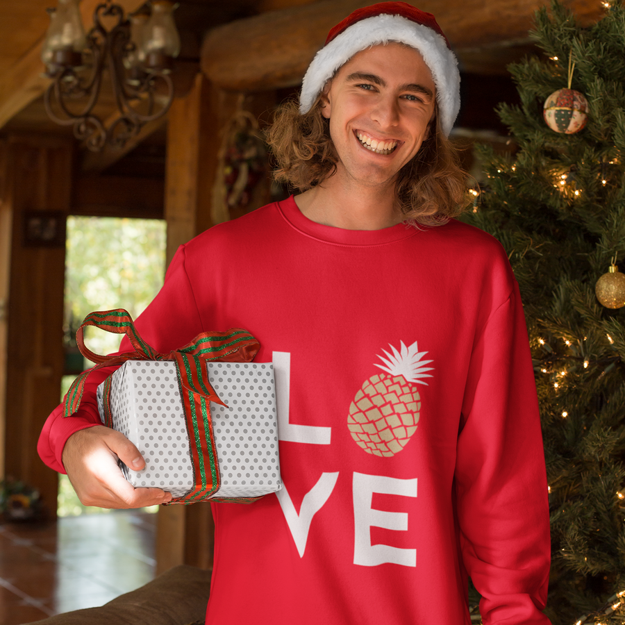 Pineapple Love Crewneck Sweater (Holiday Red) - Happy Pineapple Co.