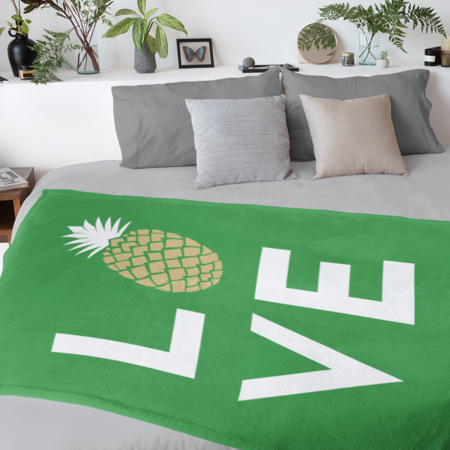 Pineapple Love Plush Blanket (Island Green) - Happy Pineapple Co.