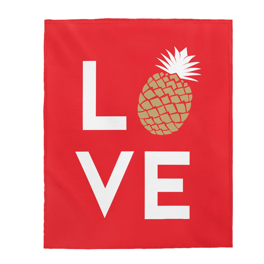 Pineapple Love Plush Blanket (Holiday Red) - Happy Pineapple Co.