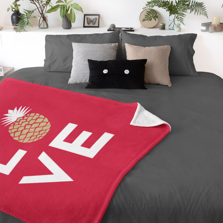 Pineapple Love Plush Blanket (Holiday Red) - Happy Pineapple Co.