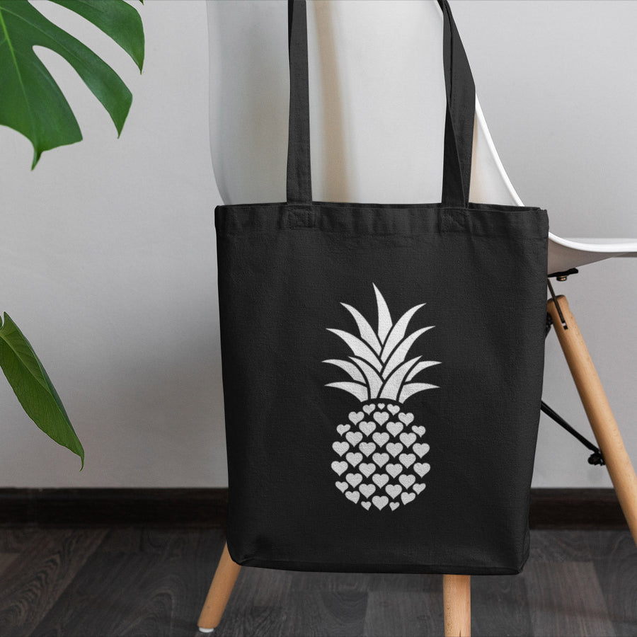 Heart of Pineapple Tote Bag (Black) - Happy Pineapple Co.