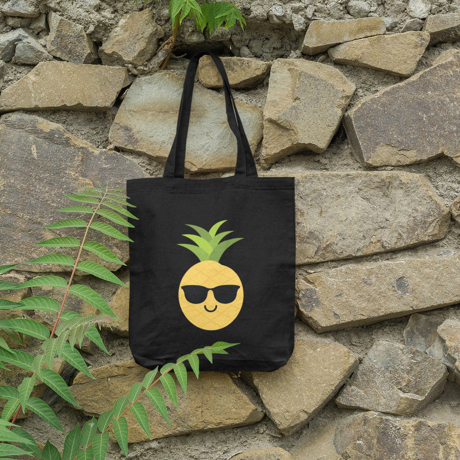 Happy Pineapple Tote Bag (Black) - Happy Pineapple Co.