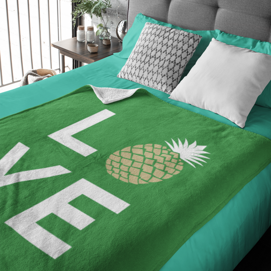 Pineapple Love Plush Blanket (Island Green) - Happy Pineapple Co.