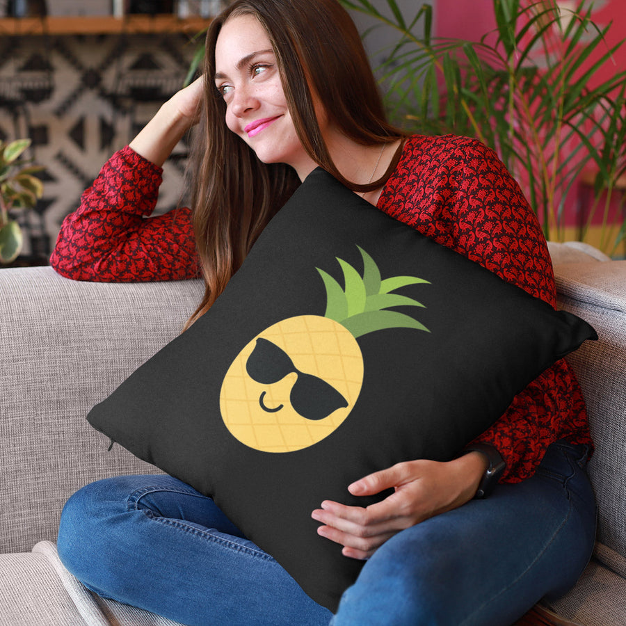 Happy Pineapple Pillow (Black) - Happy Pineapple Co.