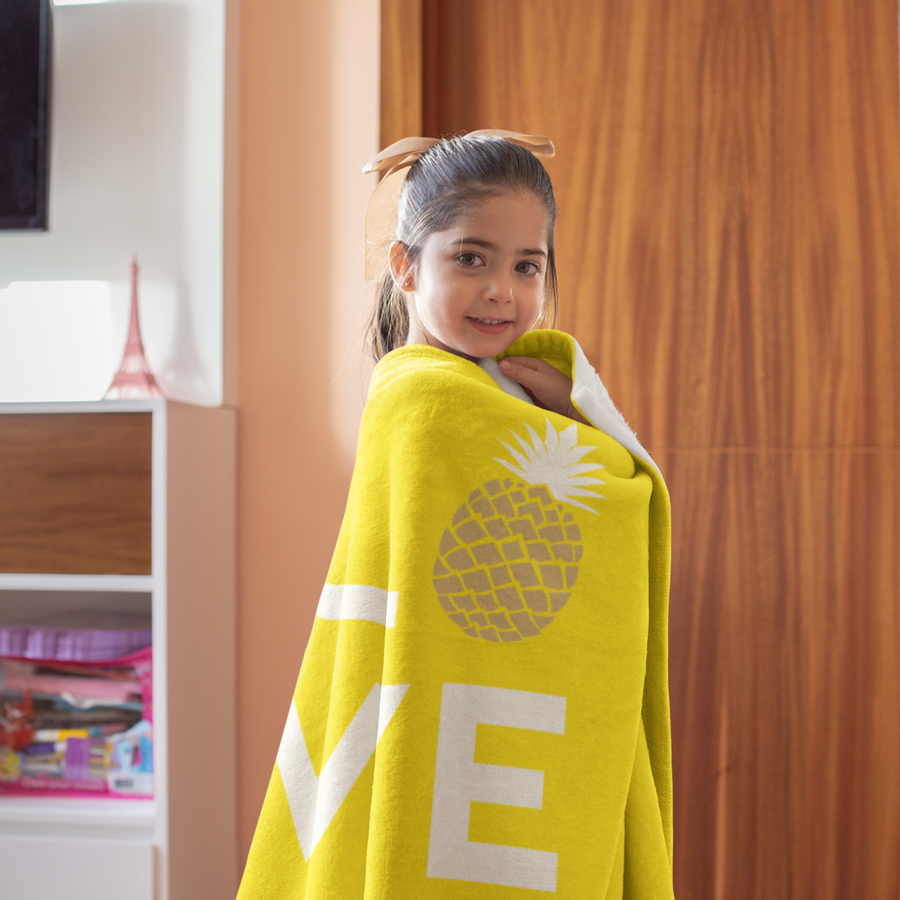 Pineapple Love Plush Blanket (Sunshine Yellow) - Happy Pineapple Co.