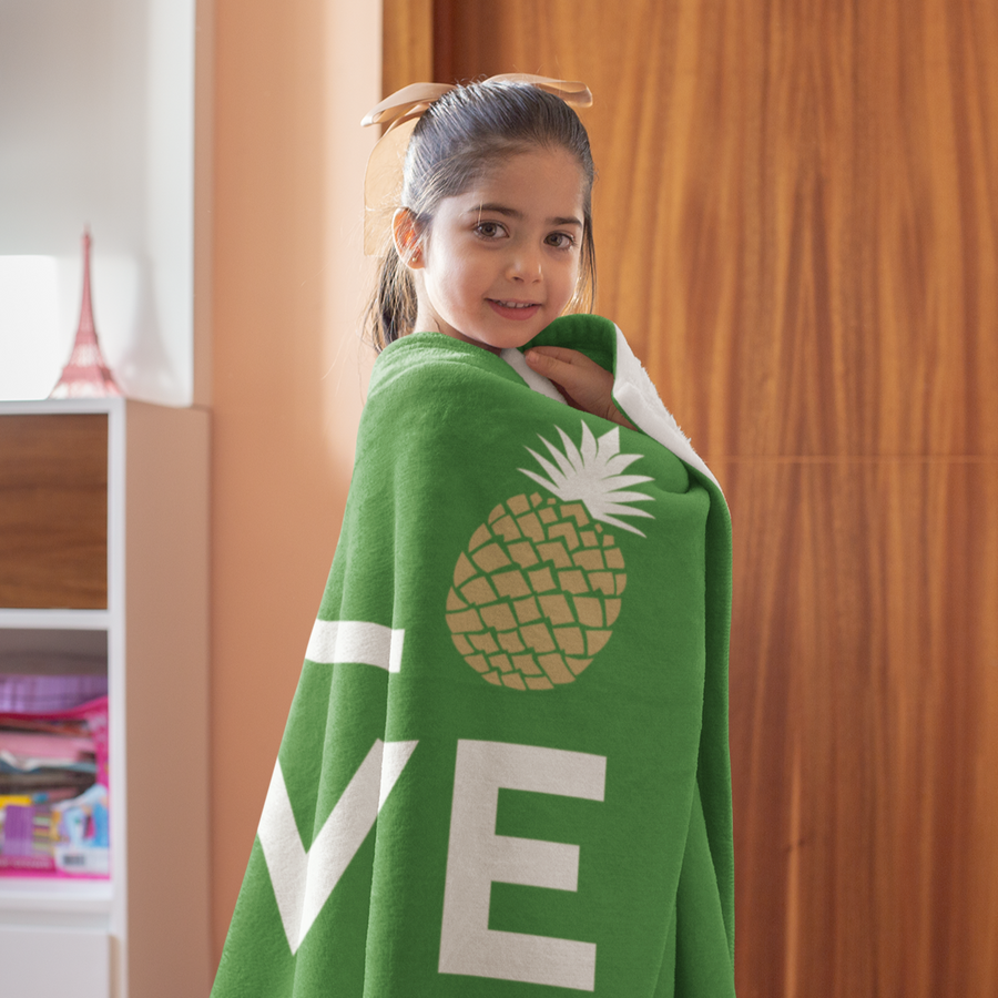 Pineapple Love Plush Blanket (Island Green) - Happy Pineapple Co.