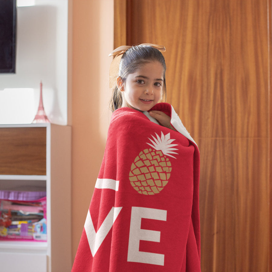 Pineapple Love Plush Blanket (Holiday Red) - Happy Pineapple Co.