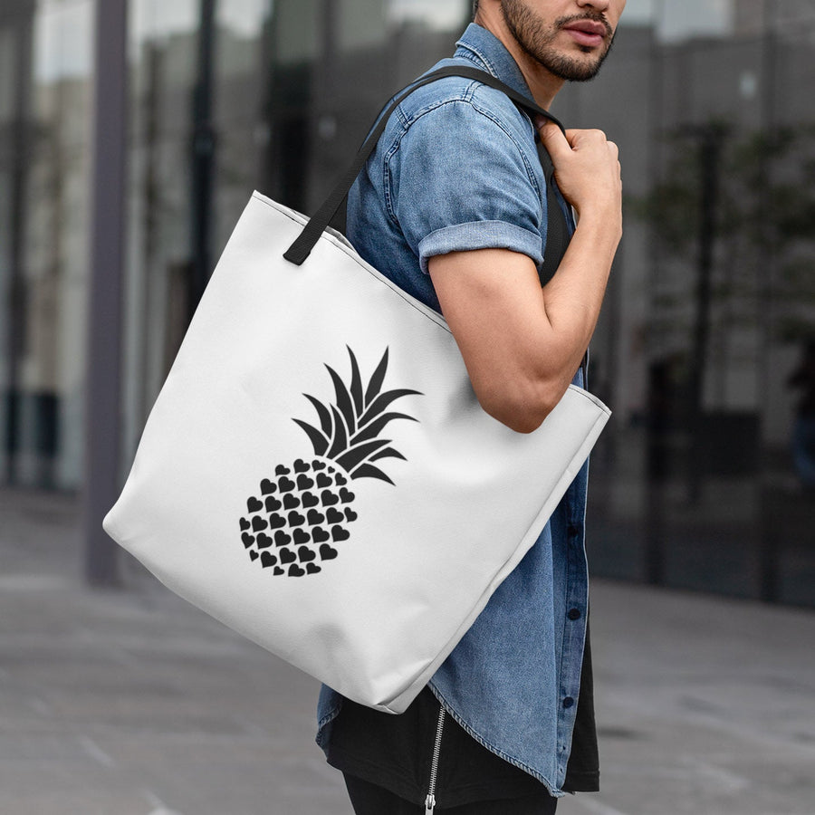 Heart of Pineapple Tote Bag (White) - Happy Pineapple Co.