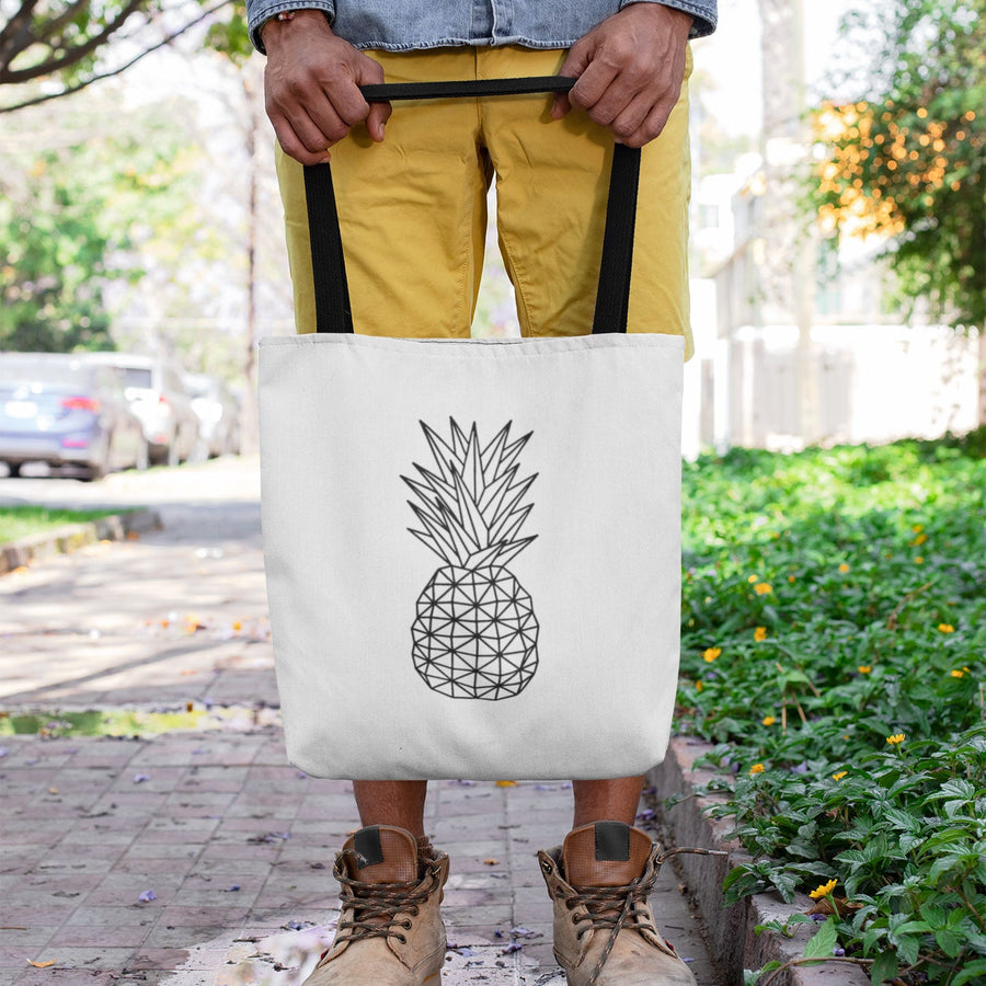 Geometric Pineapple Tote Bag (White) - Happy Pineapple Co.