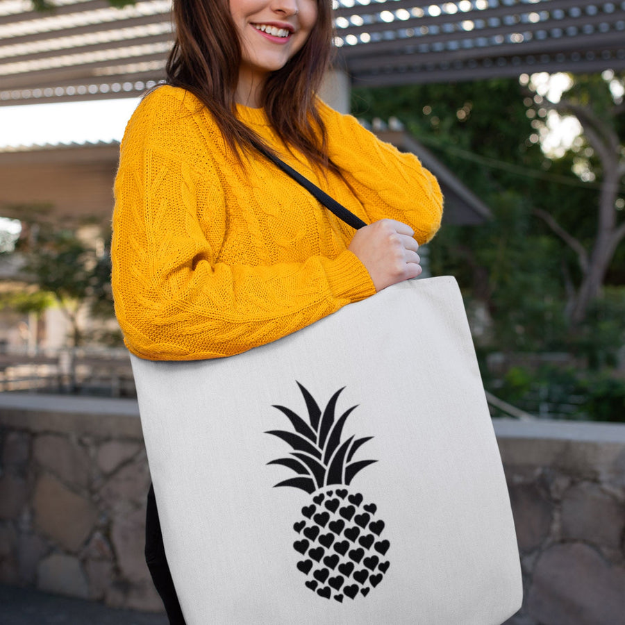 Heart of Pineapple Tote Bag (White) - Happy Pineapple Co.