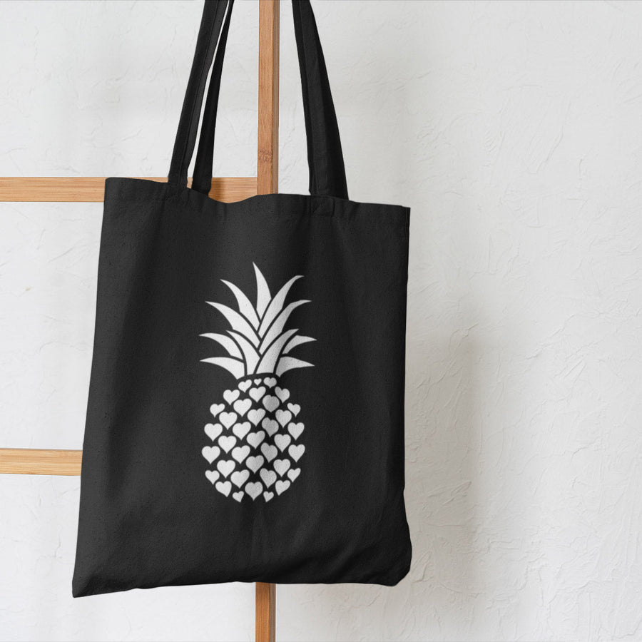 Heart of Pineapple Tote Bag (Black) - Happy Pineapple Co.