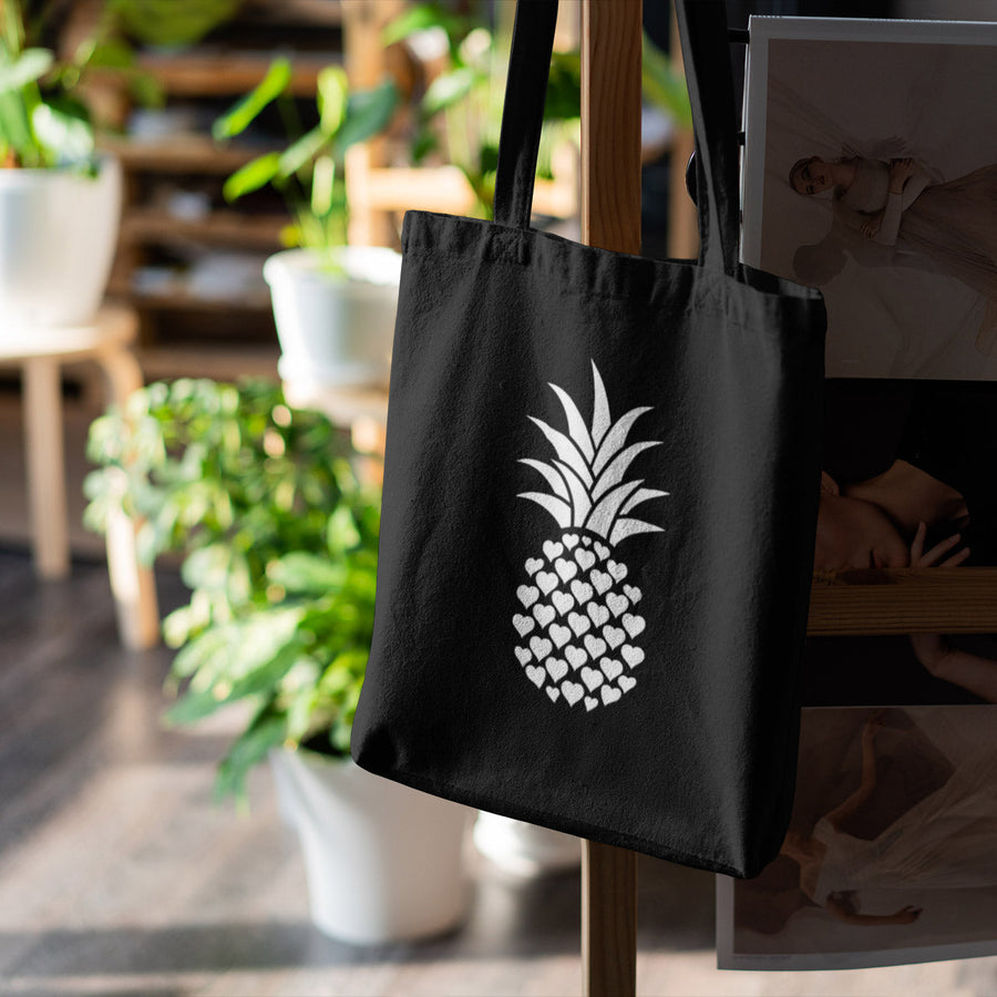 Heart of Pineapple Tote Bag (Black) - Happy Pineapple Co.