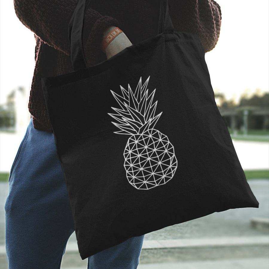 Geometric Pineapple Tote Bag (Black) - Happy Pineapple Co.