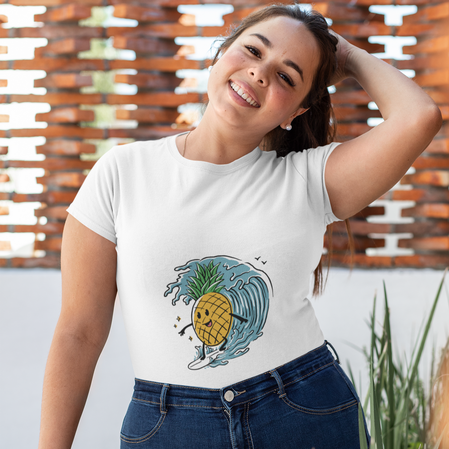 Surfing Pineapple Women's Tee - Happy Pineapple Co.