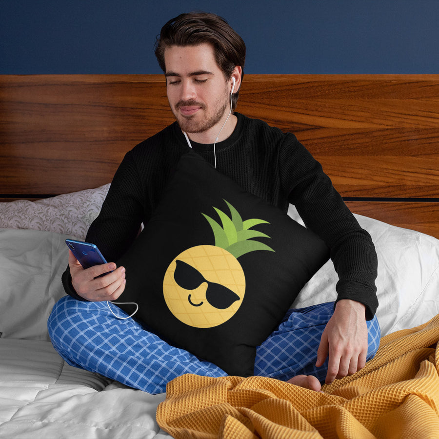 Happy Pineapple Pillow (Black) - Happy Pineapple Co.