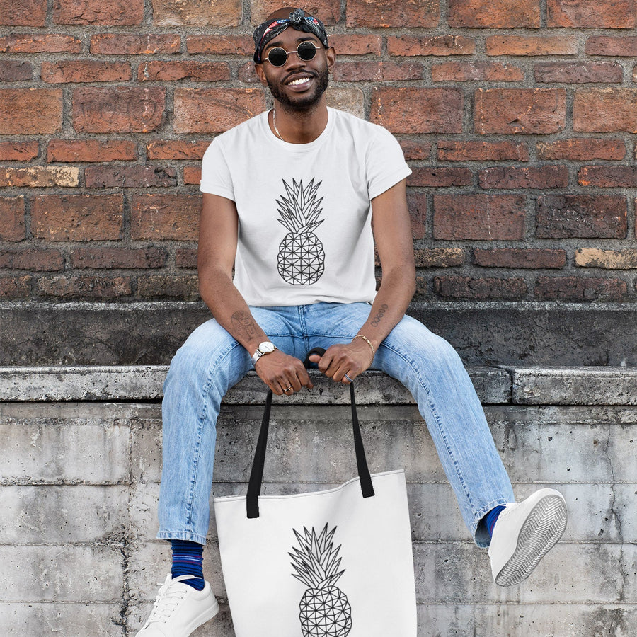 Geometric Pineapple Tote Bag (White) - Happy Pineapple Co.