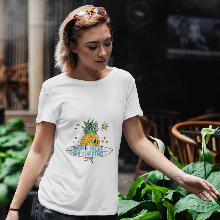 Pineapple Go Surfing Women's Tee - Happy Pineapple Co.