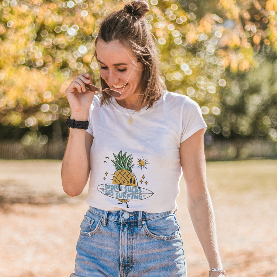 Pineapple Go Surfing Women's Tee - Happy Pineapple Co.