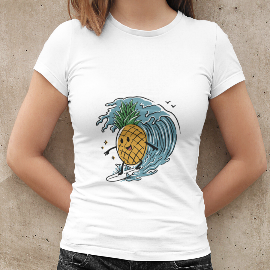 Surfing Pineapple Women's Tee - Happy Pineapple Co.