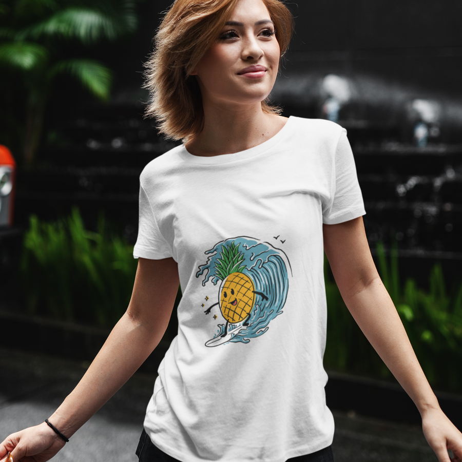 Surfing Pineapple Women's Tee - Happy Pineapple Co.