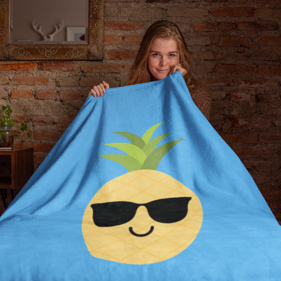 Happy Pineapple Plush Blanket (Sky Blue) - Happy Pineapple Co.