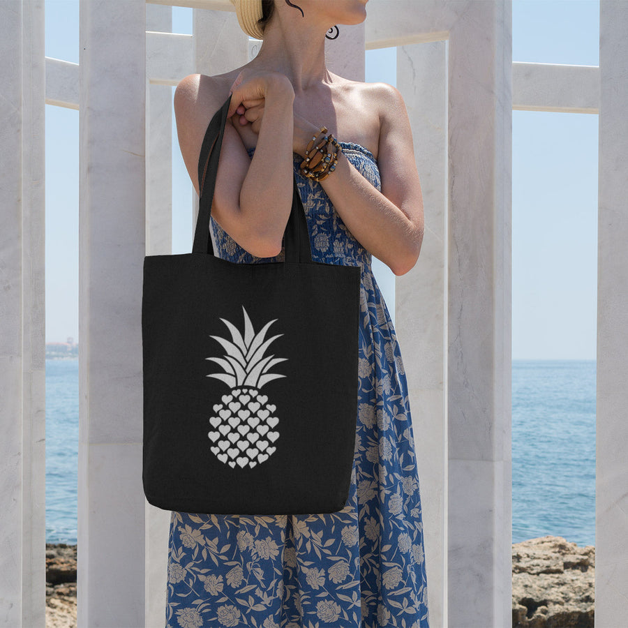 Heart of Pineapple Tote Bag (Black) - Happy Pineapple Co.