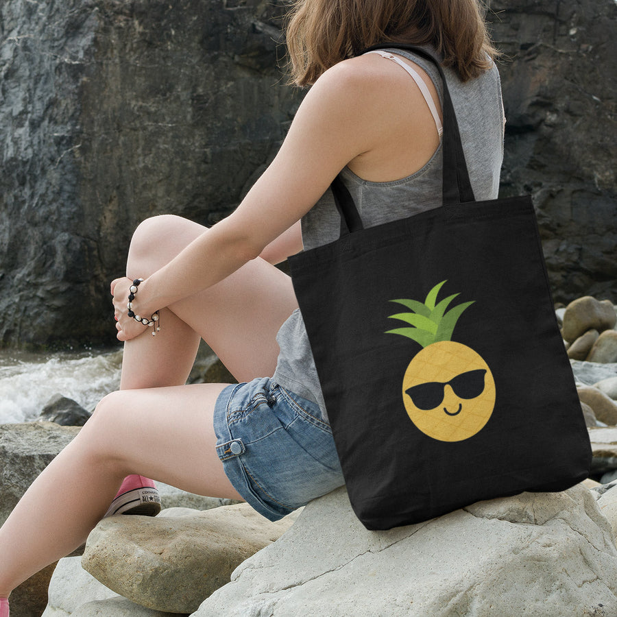 Happy Pineapple Tote Bag (Black) - Happy Pineapple Co.