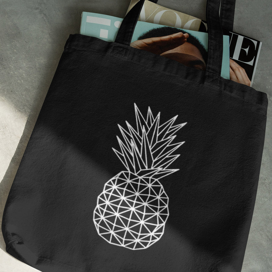 Geometric Pineapple Tote Bag (Black) - Happy Pineapple Co.