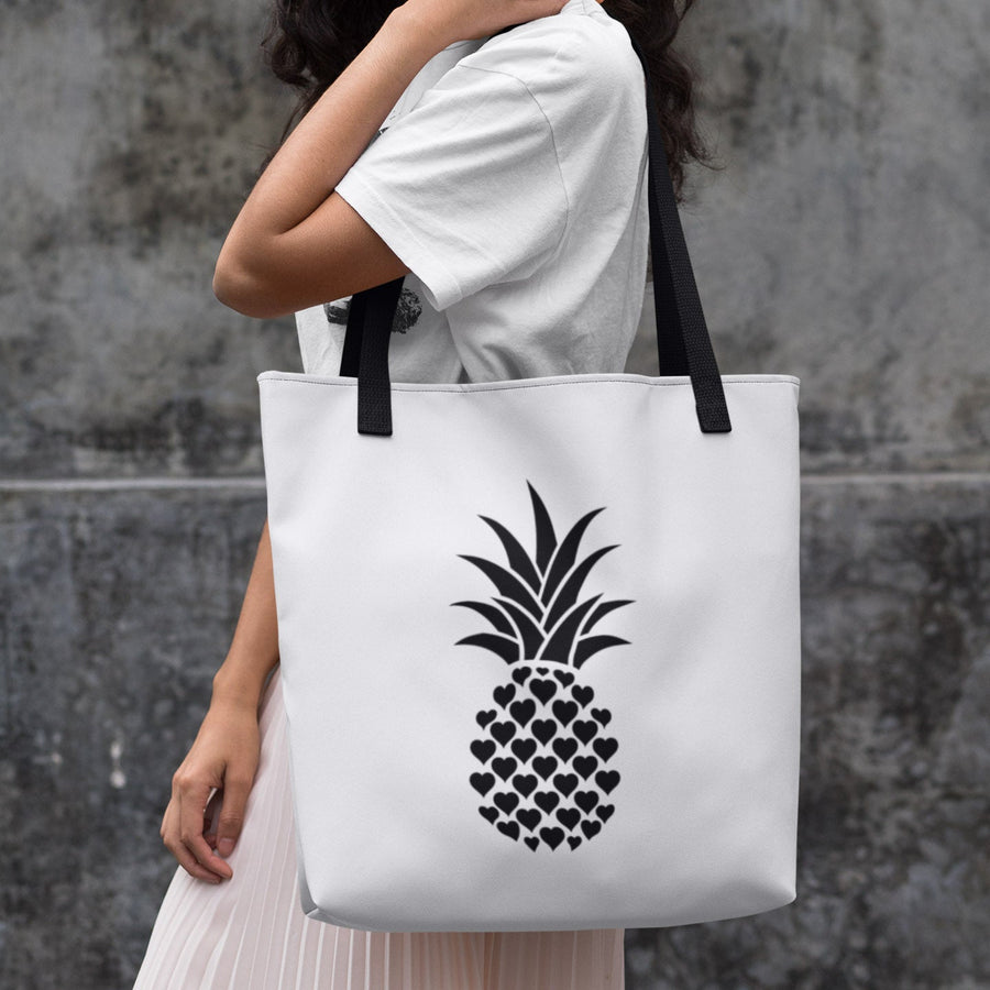 Heart of Pineapple Tote Bag (White) - Happy Pineapple Co.