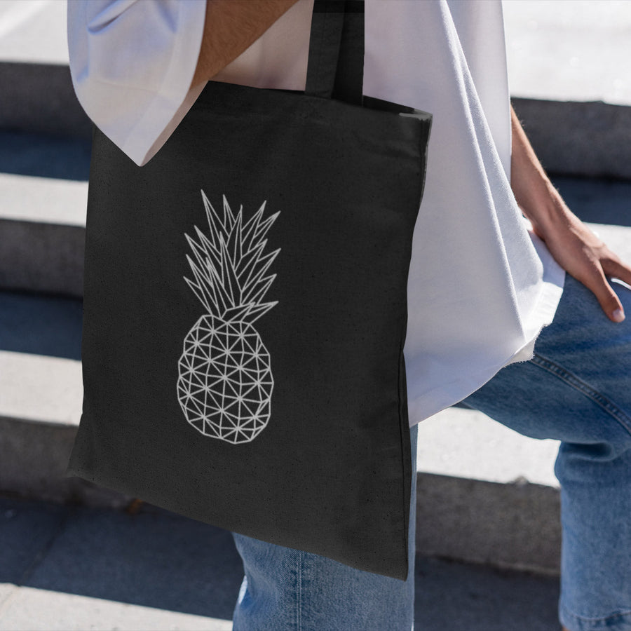 Geometric Pineapple Tote Bag (Black) - Happy Pineapple Co.