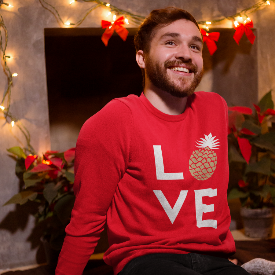 Pineapple Love Crewneck Sweater (Holiday Red) - Happy Pineapple Co.