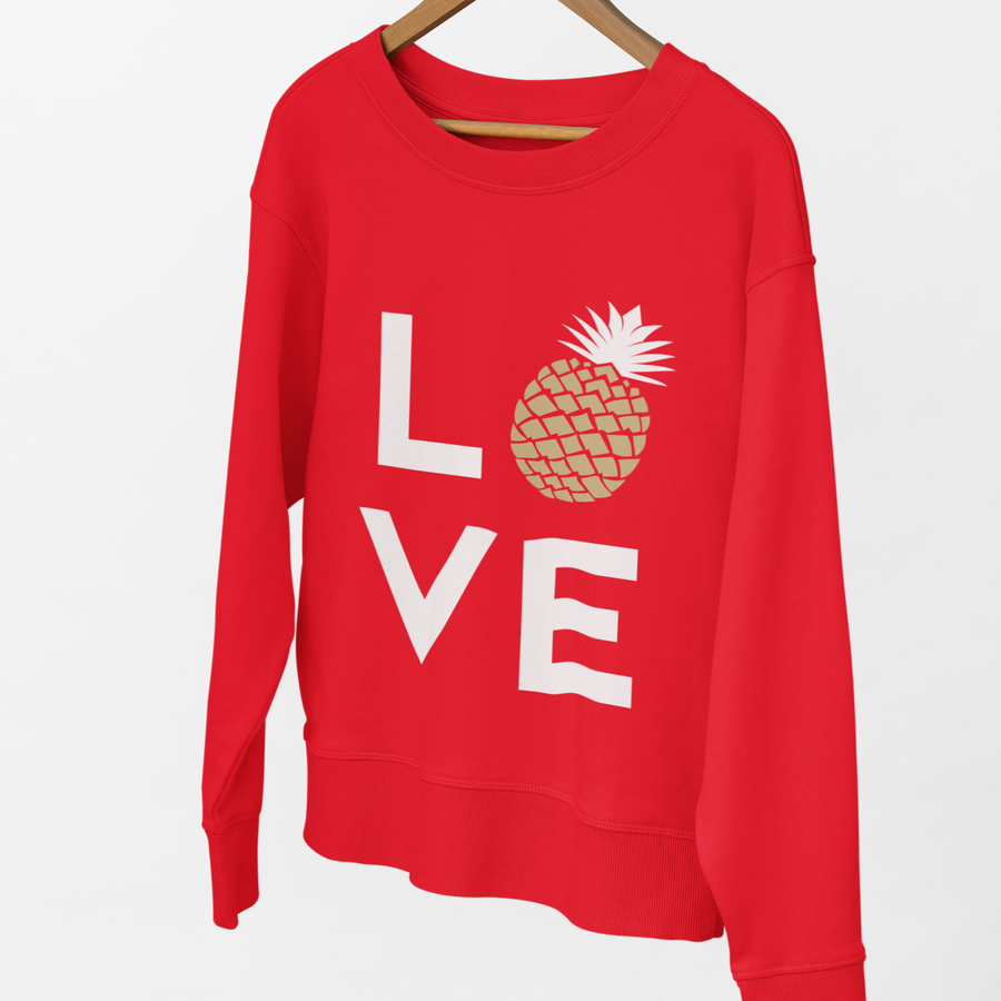 Pineapple Love Crewneck Sweater (Holiday Red) - Happy Pineapple Co.